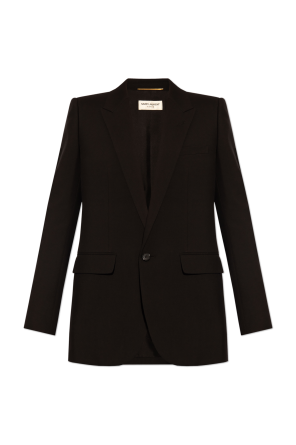 ジャケット SAINT LAURENT BLACK WOOL BLAZER Double-breasted wool blazer in black - Saint Laurent | Mytheresa
